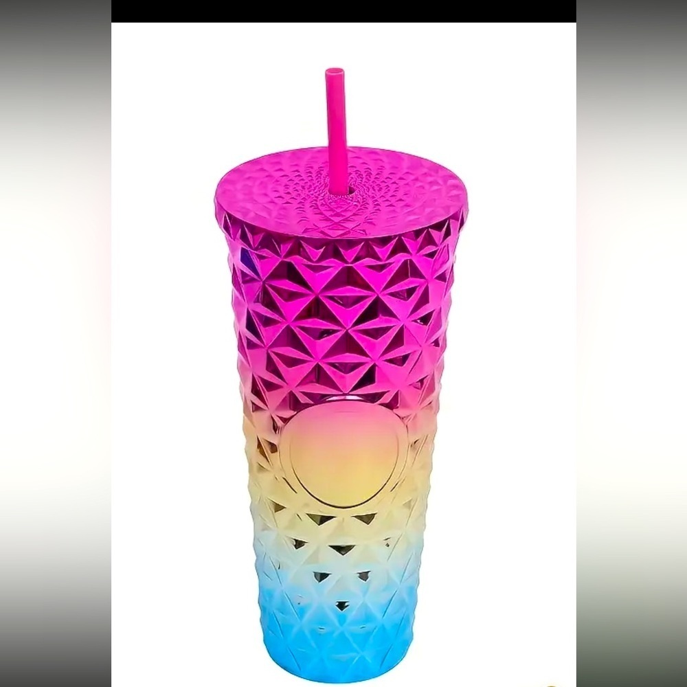 SHINY STUDDED TUMBLER WITH LID AND STRAW 710ML/24OZ